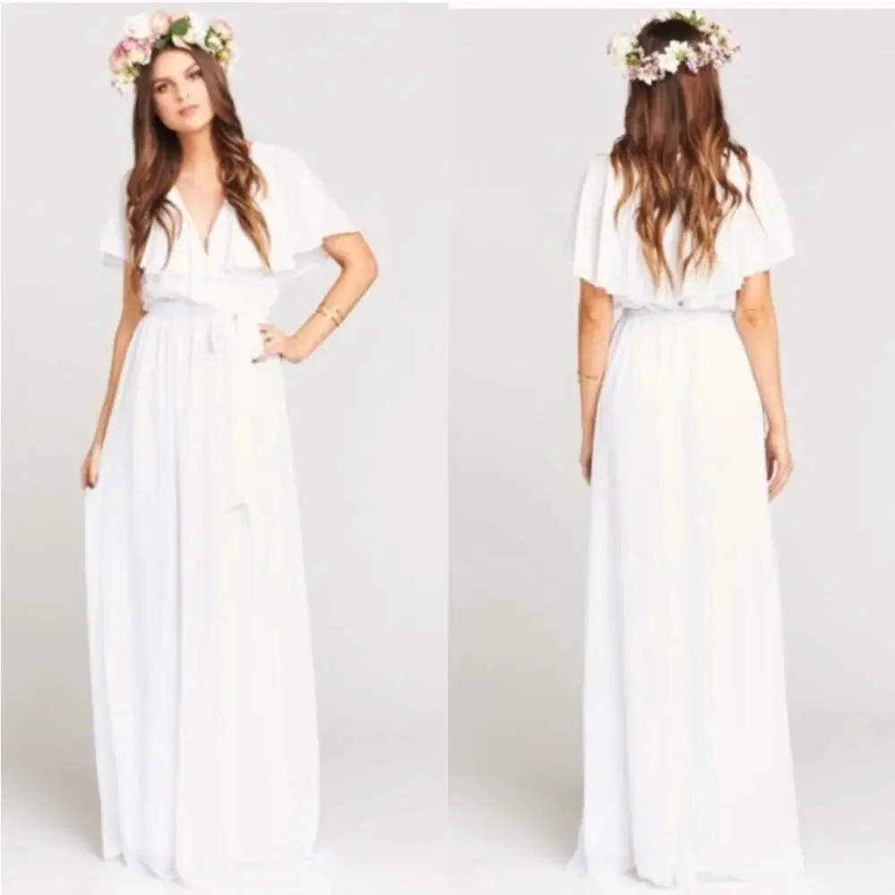 Show Me Your Mumu SMYM Audrey maxi wrap dress in white chiffon NEW XS